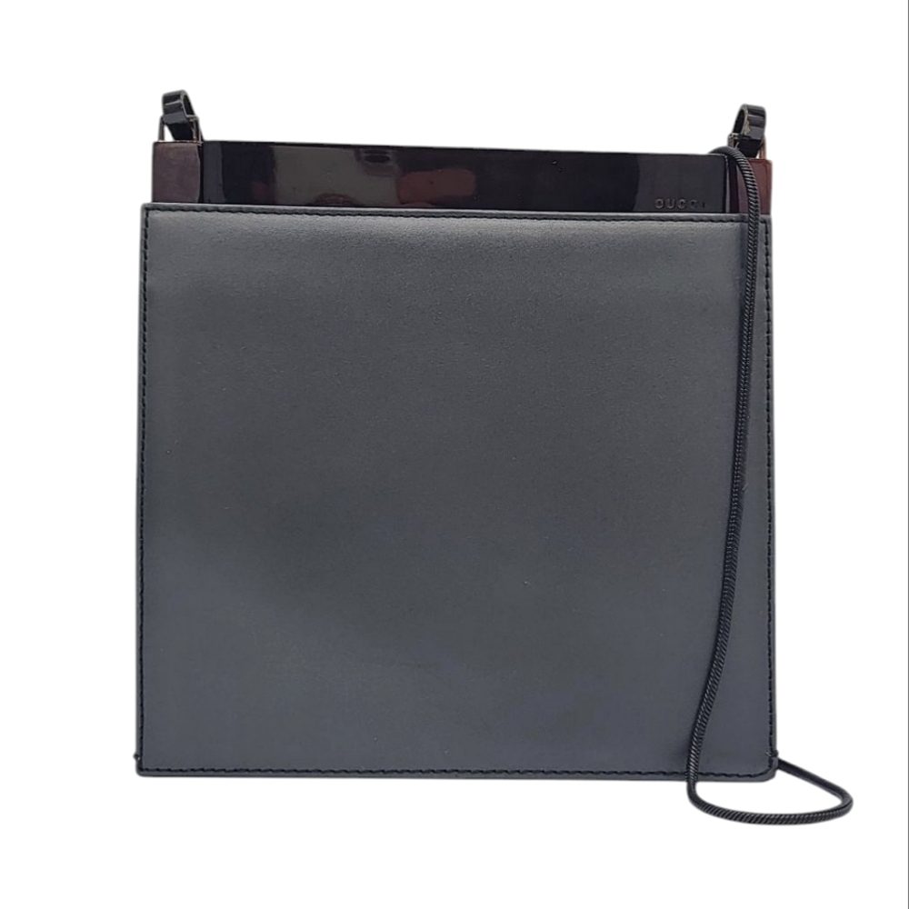 Gucci Vintage Clasp Bag With Chain Strap Structured Leather Clutch